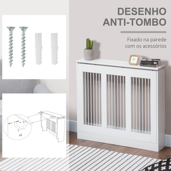 Cobertura de Radiador Branca 90x18x84 cm Cobertura de Radiador de MDF Desenho Modern para Sala de Estar Dormitório Branco
