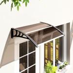 Marquise de Proteção 75x100 cm para Portas e Janelas contra Sol e Chuva com Suporte de Liga de Alumínio Marrom e Preto