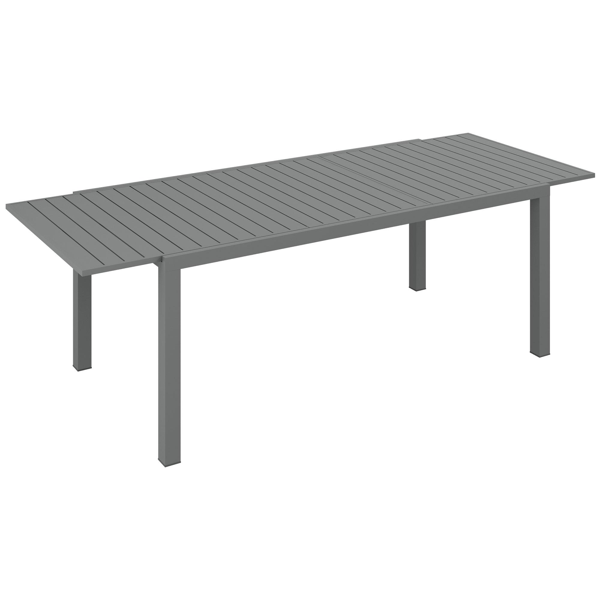 Mesa de Jardim Extensível Mesa de Terraço Retangular para 6 - 8 Pessoas Capacidade 50 kg 180/240x94x73 cm Cinza Escuro