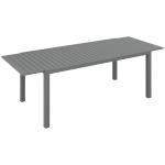 Mesa de Jardim Extensível Mesa de Terraço Retangular para 6 - 8 Pessoas Capacidade 50 kg 180/240x94x73 cm Cinza Escuro