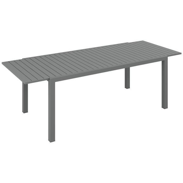 Mesa de Jardim Extensível Mesa de Terraço Retangular para 6 - 8 Pessoas Capacidade 50 kg 180/240x94x73 cm Cinza Escuro