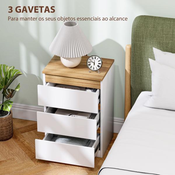 Conjunto de 2 Mesas de Cabeceira com 3 Gavetas Mesas de Cabeceira para Dormitório Estreitas 40x30x59,5 cm Branco