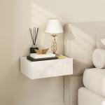 Conjunto de 2 Mesas de Cabeceira com 1 Gaveta Desenho Montado na Parede Estilo Moderno para Dormitório 40x30x15 cm Branco