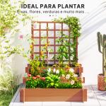 Floreira de 3 Níveis com Treliça Hortal Vertical com Tecido não Tecido para Cultivos de Verduras Flores 95x95x110 cm Castanho