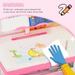 Conjunto de Secretária e Cadeira para Crianças com Altura Ajustável 1 Gaveta e 1 Prateleira para Livros 60x45x90 - 120 cm Rosa