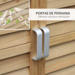 Armário de Armazenamento de Madeira para Jardim com 2 Prateleiras Interiores 2 Portas e Teto Inclinado para Exterior Terraço 87x46,5x96,5cm Natural