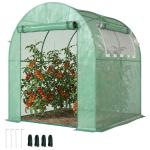 Estufa de Jardim 180x180x200 cm Estufa Tipo Túnel Pequena com Porta Enrolável e Janela de Malha para Cultivar Plantas Flores Verde