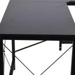 Secretária em Forma de L Secretária para Escritório com Estrutura de Metal Secretária de Canto 150x150x76 cm Preto