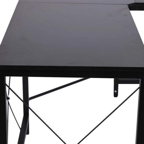 Secretária em Forma de L Secretária para Escritório com Estrutura de Metal Secretária de Canto 150x150x76 cm Preto