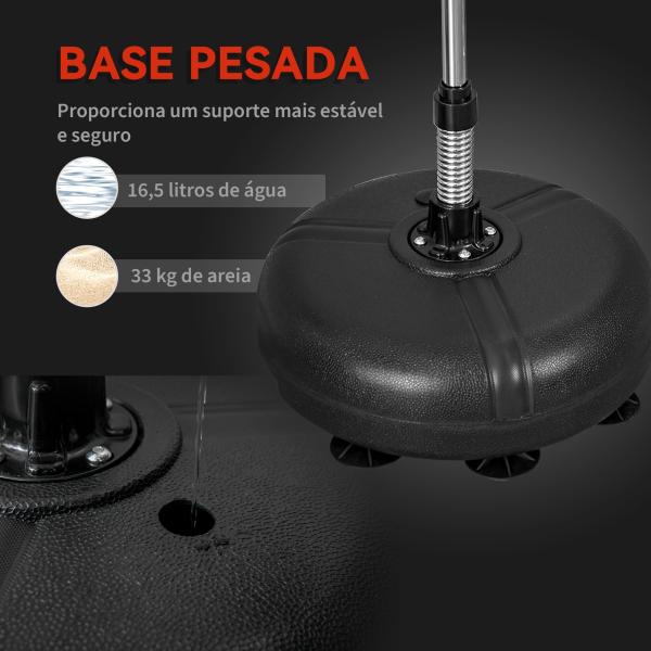 Saco de Boxe de Pé com Altura Ajustável de 4 Níveis Base Preenchida Luvas e Inflador Ø45x133 - 151 cm Preto