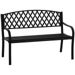 Banco de Jardim de 2 Lugares com Encosto Decorativo e Apoio para os Braços para Terraço Varanda Pátio Exterior Carga 280kg Ferro Fundido e Aço 128x58,5x89cm Preto
