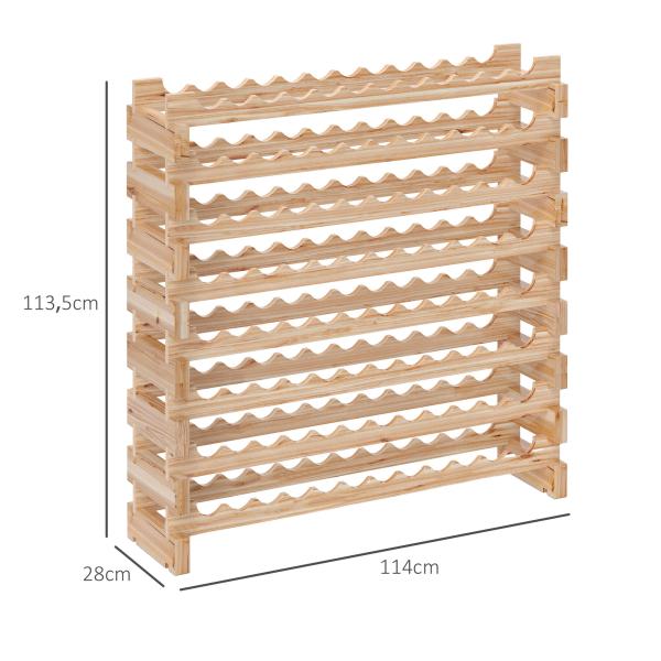 Suporte para Garrafas de Vinho para 96 Garrafas com 8 Níveis Suporte para Vinhos Vertical 114x28x113,5 cm Madeira