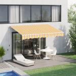 Toldo Manual Retrátil 350x250 cm Toldo Exterior para Terraço com Ângulo Ajustável Braço Articulado Montagem à Parede Estrutura de Alumínio Anti - UV e Impermeável para Jardim Laranja