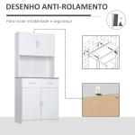 Armário de Cozinha com Gaveta 4 Portas e Prateleiras Interiores Ajustável em Altura Móvel Auxiliar de Armazenamento Moderno para Sala de Jantar Sala de Estar 80x40x180cm Branco
