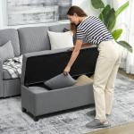 Banco de Armazenamento com 2 Dobradiças de Segurança Tampa Rebatível para Quarto Sala de Estar 120x40x48 cm Cinza Escuro