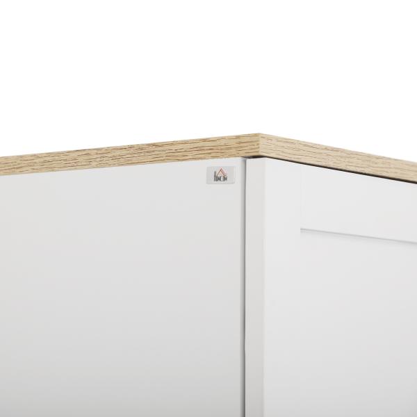 Armário de Cozinha com 4 Portas e Prateleiras Ajustáveis Anti - Tombo 60x30x170,5 cm Branco