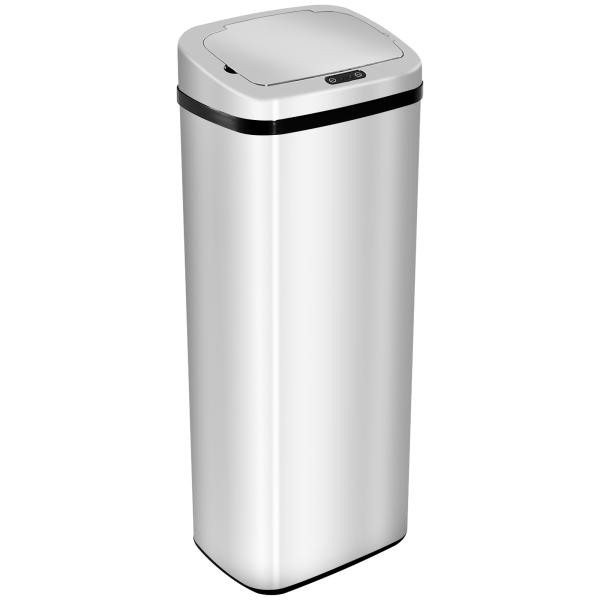 Balde de Lixo Inteligente 50L com Sensor Infravermelho Botão Tátil Balde de Lixo com Abertura Automática 33x25x84 cm Prata