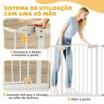Barreira de Segurança para Cães com Largura Ajustável 74 - 94 cm e Extensão para Escadas e Portas Branco