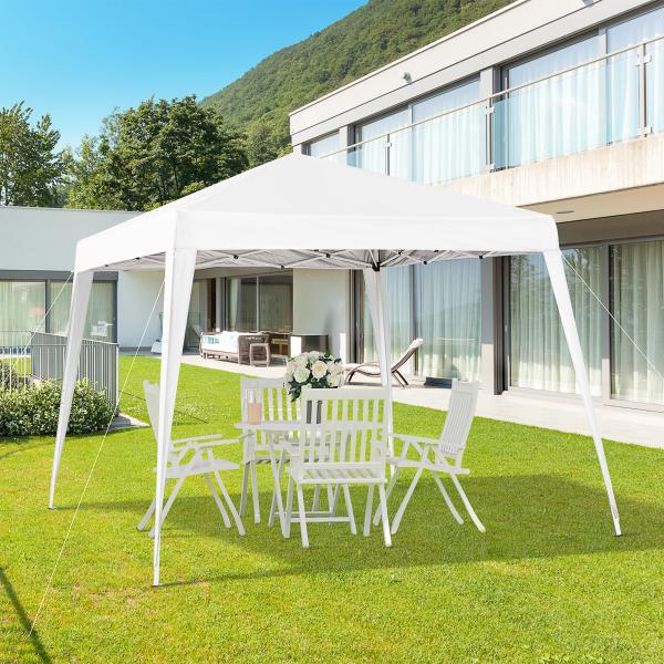 Tenda Dobrável Tenda com Desenho Pop Up para Jardim Campismo Festas Eventos Aço e Oxford 297x297x250 cm Branco