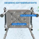 Banco de Duche com Altura Ajustável Banco de Duche de Alumínio Antiderrapante para Idosos e Descapacitados 52x45x57 - 69 cm Cinza