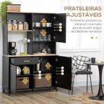 Armário de Cozinha com 1 Gaveta 3 Portas e Armazenamento Aberto Estilo Moderno 119x41x180cm Preto
