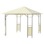 Pérgola de Jardim 3x3x2,6m Pérgola de Exterior com Estrutura de Aço e Toldo com Proteção UV 300x300x260 cm Creme