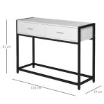 Consola Mesa de Entrada 120x34x81cm com 2 Gavetas e Pés Ajustáveis Móvel de Entrada de Estilo Moderno para Corredor Entrada Branco e Preto
