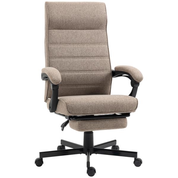 Cadeira de Escritório Reclinável com Altura Ajustável Apoio para os Braços Apoio para os Pés Retrátil 68x67x106 - 114cm Marrom