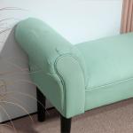 Banco de Pé de Cama Estofado em Linho Sintético com Pés de Madeira Braços e Assento Acolchoado, Verde Claro