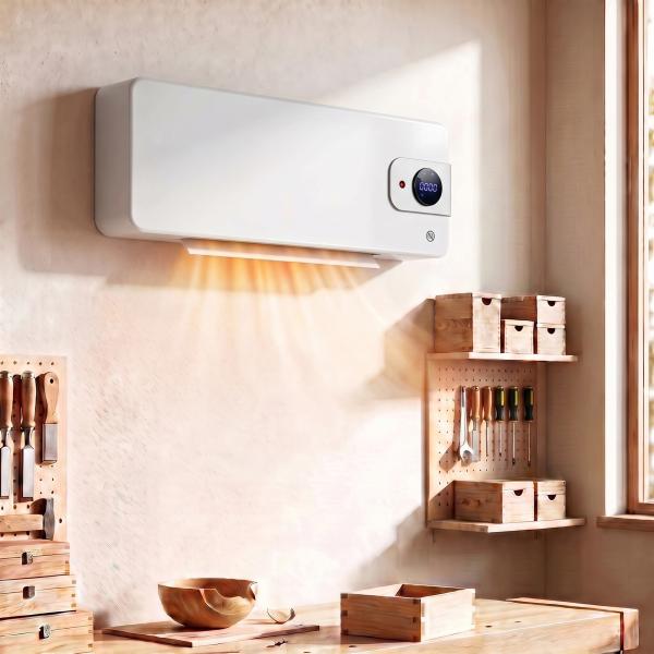 Aquecedor Elétrico de Parede 2000W com 3 Modos, Wi - Fi, Ecrã LED, Termóstato, Temporizador e Oscilação Branco