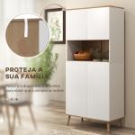 Armário de Cozinha com 4 Portas Bancada para Micro - Ondas Prateleiras Ajustáveis Orifício para Cabos 80x40x178 cm Branco