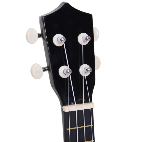 Ukelele de 21 Polegada para Iniciantes com Cordas de Nylon 53X17,5X6,2 cm Preto
