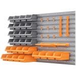 Prateleira de Parede Organizador de Ferramentas com 28 Caixas Empilháveis ​​e Ganchos 95,5x22,5x53,5 cm Cinza e Laranja