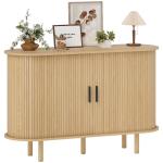 Aparador com Portas Tambor Deslizantes Design Moderno para Sala de Estar com 4 Compartimentos e Pés de Madeira 120x40x78 cm Carvalho