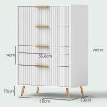 Cómoda com 4 Gavetas Cómoda de Dormitório Moderna com Desenho Ondulado Anti - Tombo 60x40x90 cm Branco
