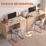 Secretária para Computador 120 cm com Gaveta Armário Reversível Prateleira Ajustável e Tampo Espesso Carvalho