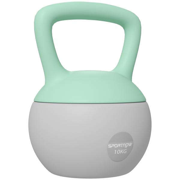 Kettlebell de 10 kg Pesa Russa Preenchida de Areia Metálica e Alça Antiderrapante para Treino em Casa Ginásio Ø21x30 cm Cinzento