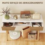 Mesa de Consola Estreita Consola de Entrada Moderna com 2 Gavetas Compartimento e Pés de Madeira 100x30x75 cm Branco