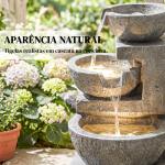 Fonte de Jardim com Iluminação LED e Bomba Cascata Decorativa de 3 Níveis 40x37x61 cm Multicolor