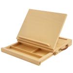 Cavalete de Mesa Ajustável Caixa Cavalete de Madeira de Faia com Gaveta de Armazenamento e Dobrável 33,5x26x26 cm Madeira