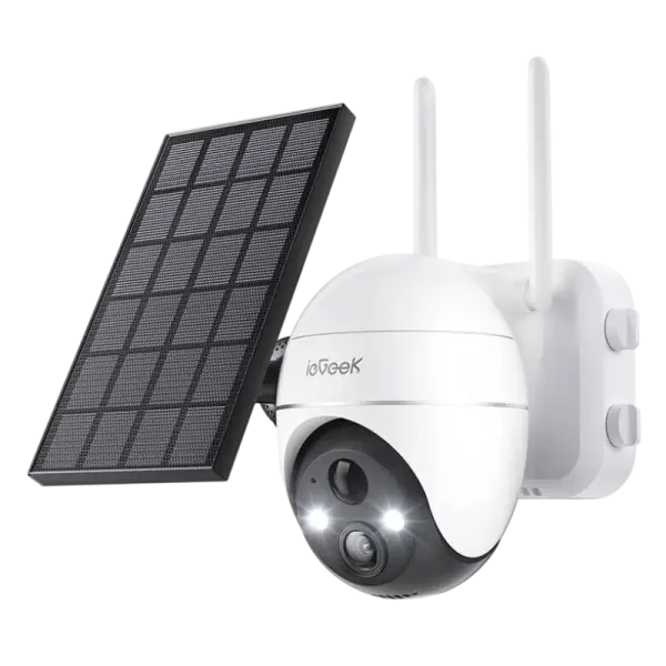 Câmara de Vigilância Exterior WiFi 5MP c/ Painel Solar ZS - GX4S (Branco) - IEGEEK