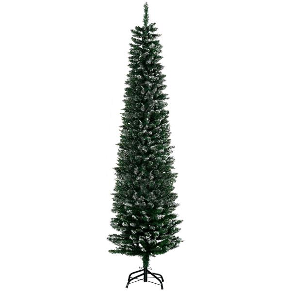 Árvore de Natal Artificial Altura 190 cm com 570 Ramos de PVC Ignífugos Base Dobrável e Suporte Metálico Decoração de Natal Ø53x190 cm Verde