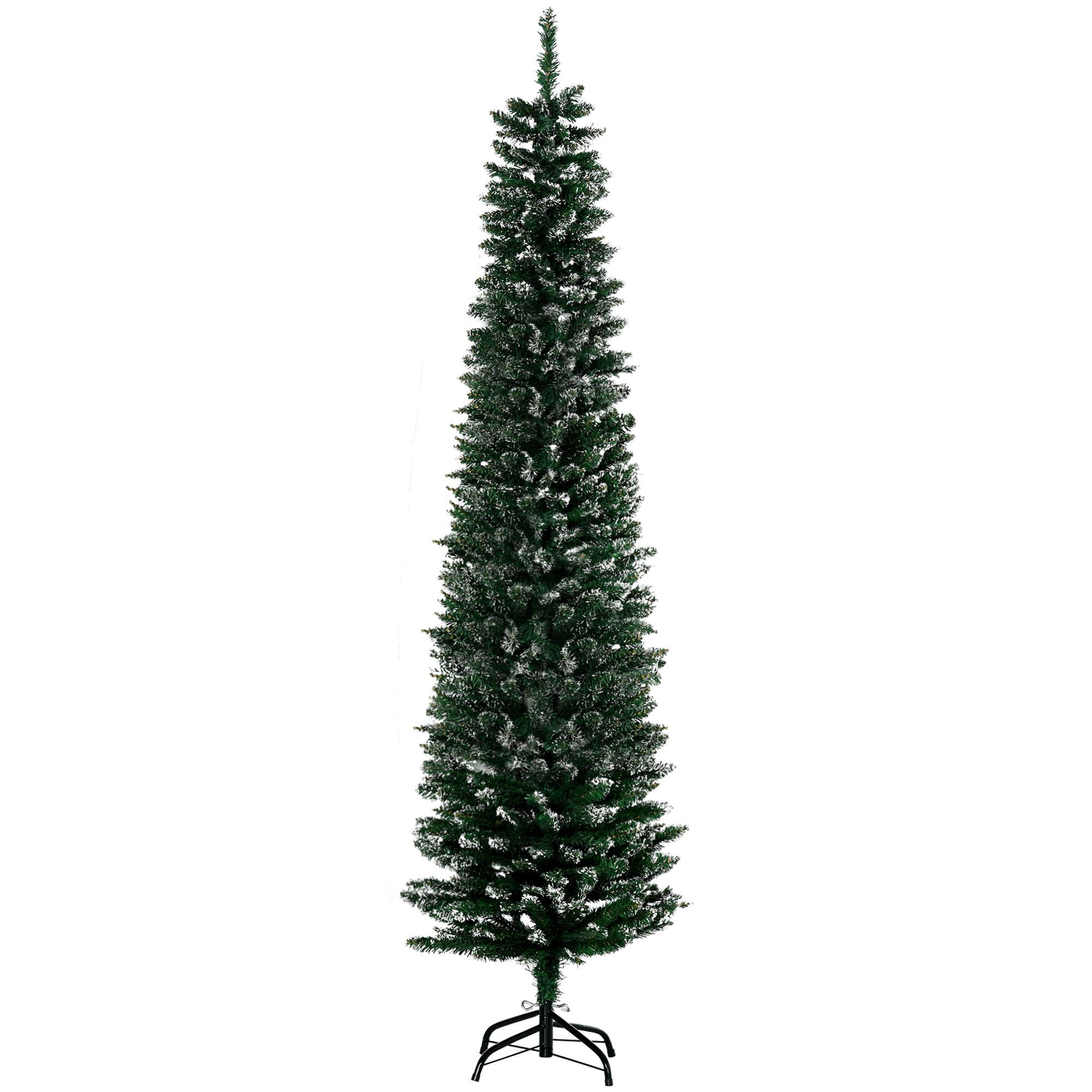 Árvore de Natal Artificial Altura 190 cm com 570 Ramos de PVC Ignífugos Base Dobrável e Suporte Metálico Decoração de Natal Ø53x190 cm Verde