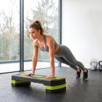 Step para Exercício Aeróbico Plataforma Step com Altura Ajustável em 3 Níveis 80x31x10 - 20 cm Verde e Preto