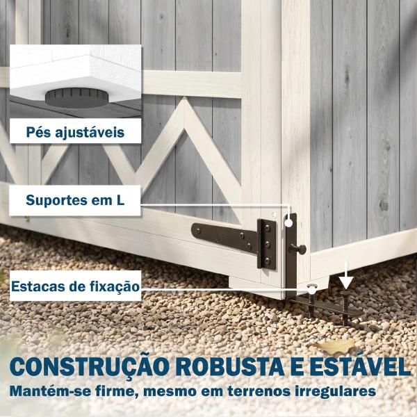 Armário de Jardim de Madeira 105x55x179 cm Abrigo de Exterior com Portas 4 Prateleiras Extraíveis Teto Metal Galvanizado Cinza