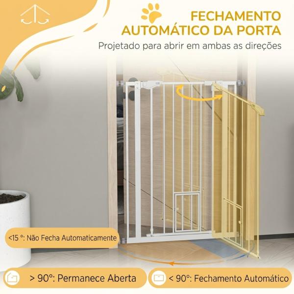 Barreira de Segurança Ajustável com Portinhola, Fecho Automático e Bloqueio Duplo, 74 - 80x104,1 cm, Branca