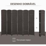 Biombo de 6 Painéis Separador de Ambientes Dobrável 240x1,6x170 cm para Sala de Estar Dormitório Escritório Marrom