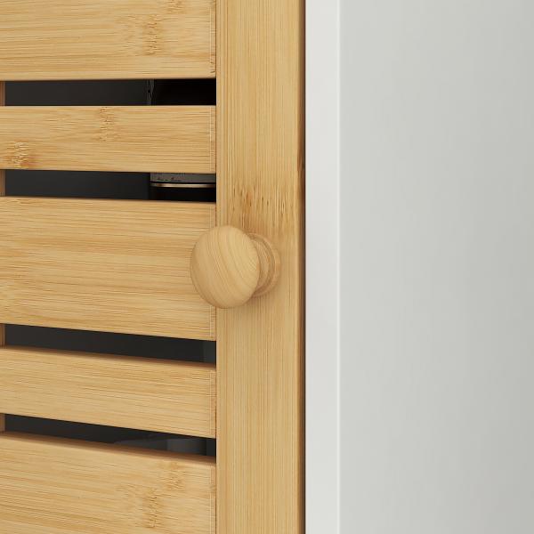 Coluna Casa de Banho Moderna Móvel Auxiliar Casa de Banho com Suporte para Papel Higiénico 21x17x78 cm Branco e Madeira