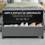Banco de Armazenamento com 2 Dobradiças de Segurança Tampa Rebatível para Quarto Sala de Estar 120x40x48 cm Cinza Escuro