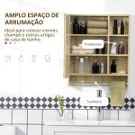 Armário de Casa de Banho com Espelho com 1 Porta Prateleira Ajustável Toalheiro e Compartimento 60x15x70 cm Carvalho